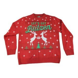 Party sweater mens sz. Large red knit pullover sweater shirt holiday party ugly